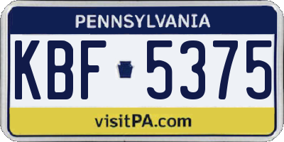 PA license plate KBF5375