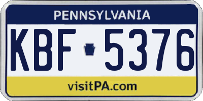 PA license plate KBF5376