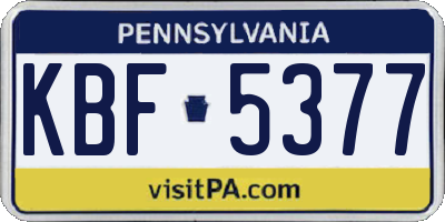 PA license plate KBF5377
