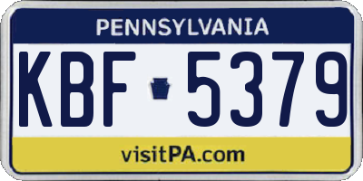 PA license plate KBF5379
