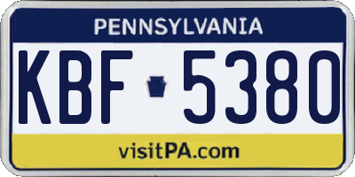 PA license plate KBF5380