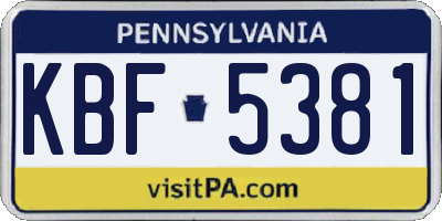 PA license plate KBF5381