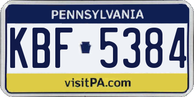 PA license plate KBF5384