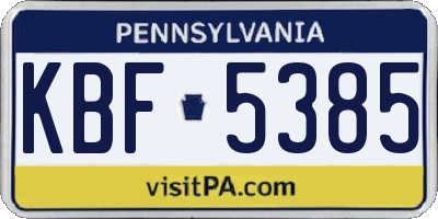 PA license plate KBF5385