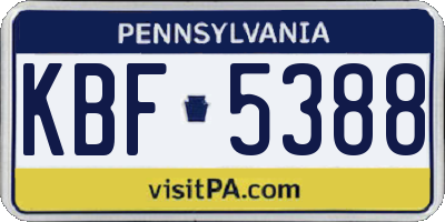 PA license plate KBF5388