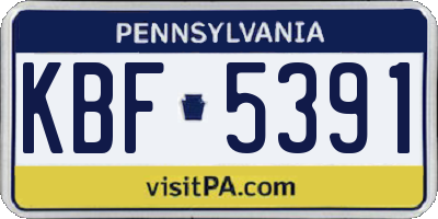 PA license plate KBF5391