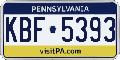PA license plate KBF5393