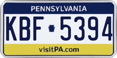 PA license plate KBF5394