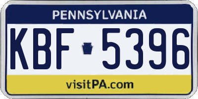 PA license plate KBF5396