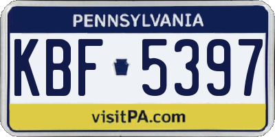 PA license plate KBF5397