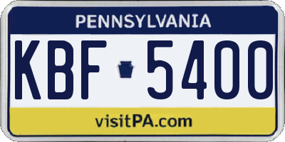 PA license plate KBF5400