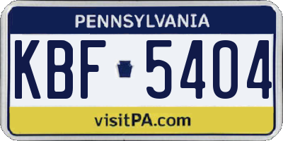 PA license plate KBF5404