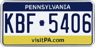 PA license plate KBF5406