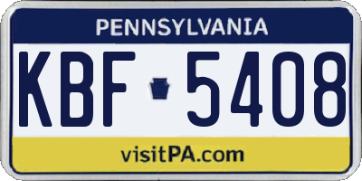 PA license plate KBF5408