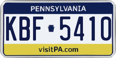 PA license plate KBF5410