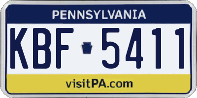 PA license plate KBF5411