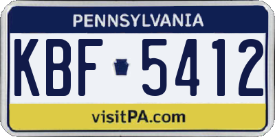 PA license plate KBF5412