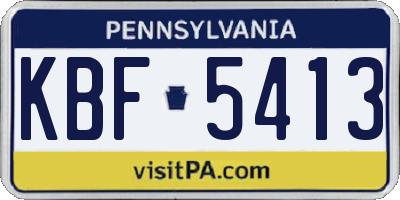 PA license plate KBF5413