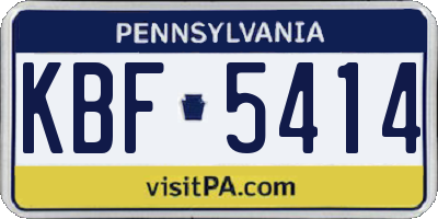 PA license plate KBF5414