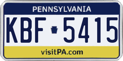 PA license plate KBF5415