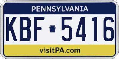 PA license plate KBF5416