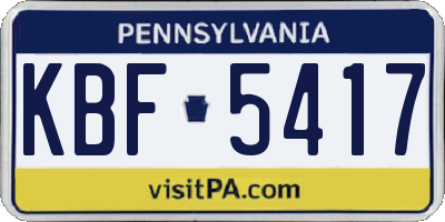 PA license plate KBF5417