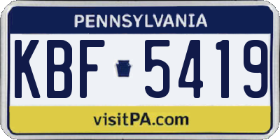 PA license plate KBF5419