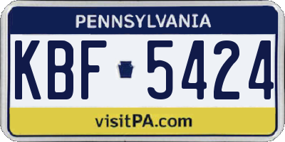 PA license plate KBF5424