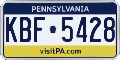 PA license plate KBF5428