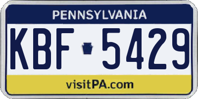 PA license plate KBF5429