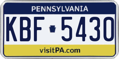 PA license plate KBF5430