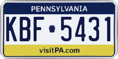 PA license plate KBF5431