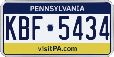 PA license plate KBF5434