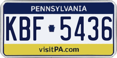PA license plate KBF5436