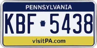 PA license plate KBF5438