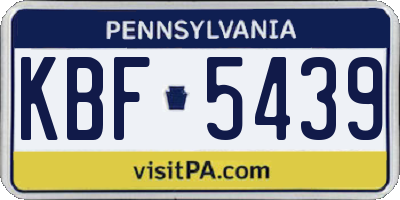 PA license plate KBF5439
