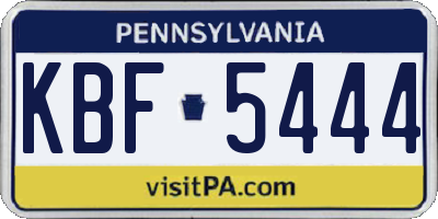 PA license plate KBF5444