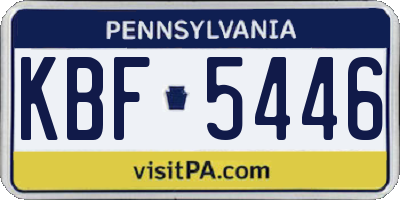 PA license plate KBF5446