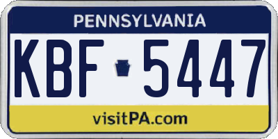 PA license plate KBF5447