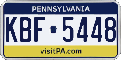 PA license plate KBF5448