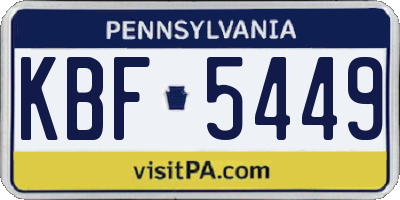 PA license plate KBF5449
