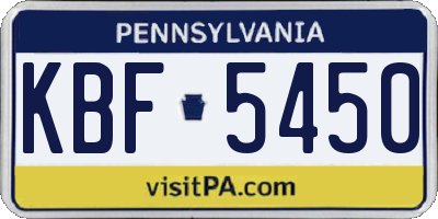 PA license plate KBF5450