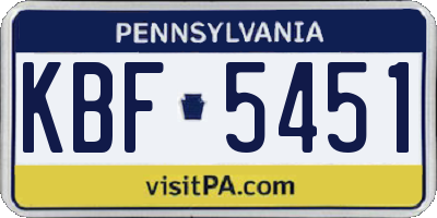 PA license plate KBF5451