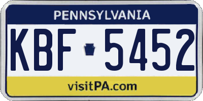 PA license plate KBF5452