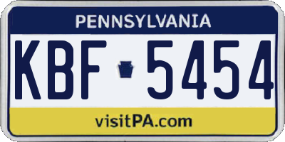 PA license plate KBF5454
