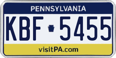 PA license plate KBF5455