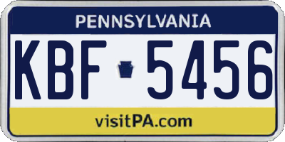 PA license plate KBF5456
