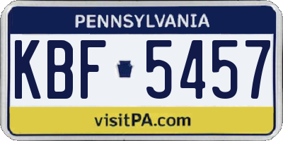 PA license plate KBF5457