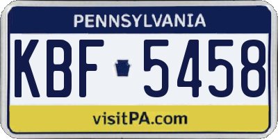 PA license plate KBF5458