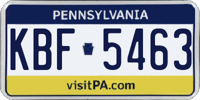 PA license plate KBF5463